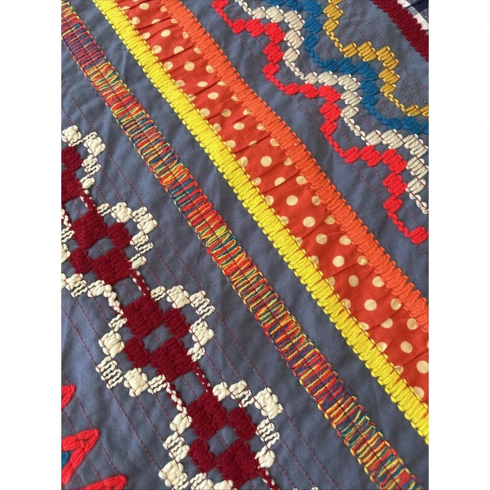 TORY BURCH Sz 2 CLEMENTE Bohemian MAXI Skirt Chevron Boho Embroidered‎ Patchwork